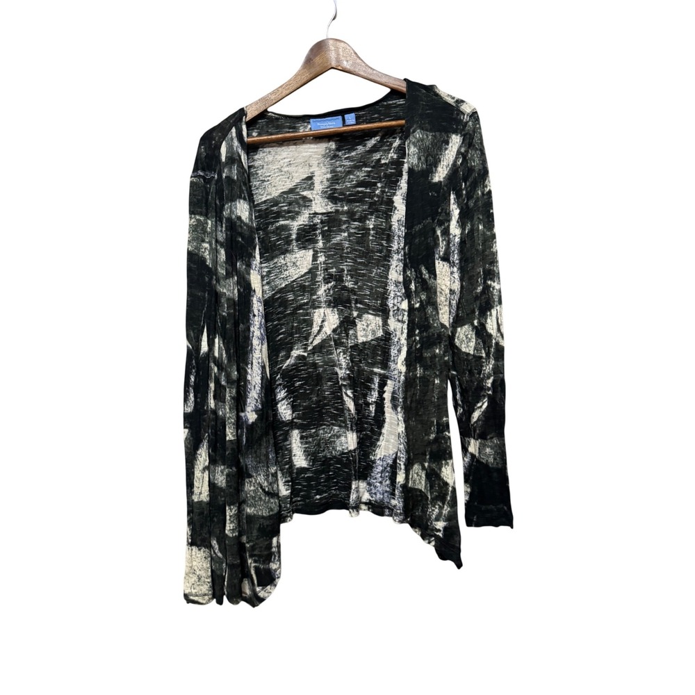 Simply Vera Vera Wang Cardigan Womens Large Black White Excellent Abstract Slub